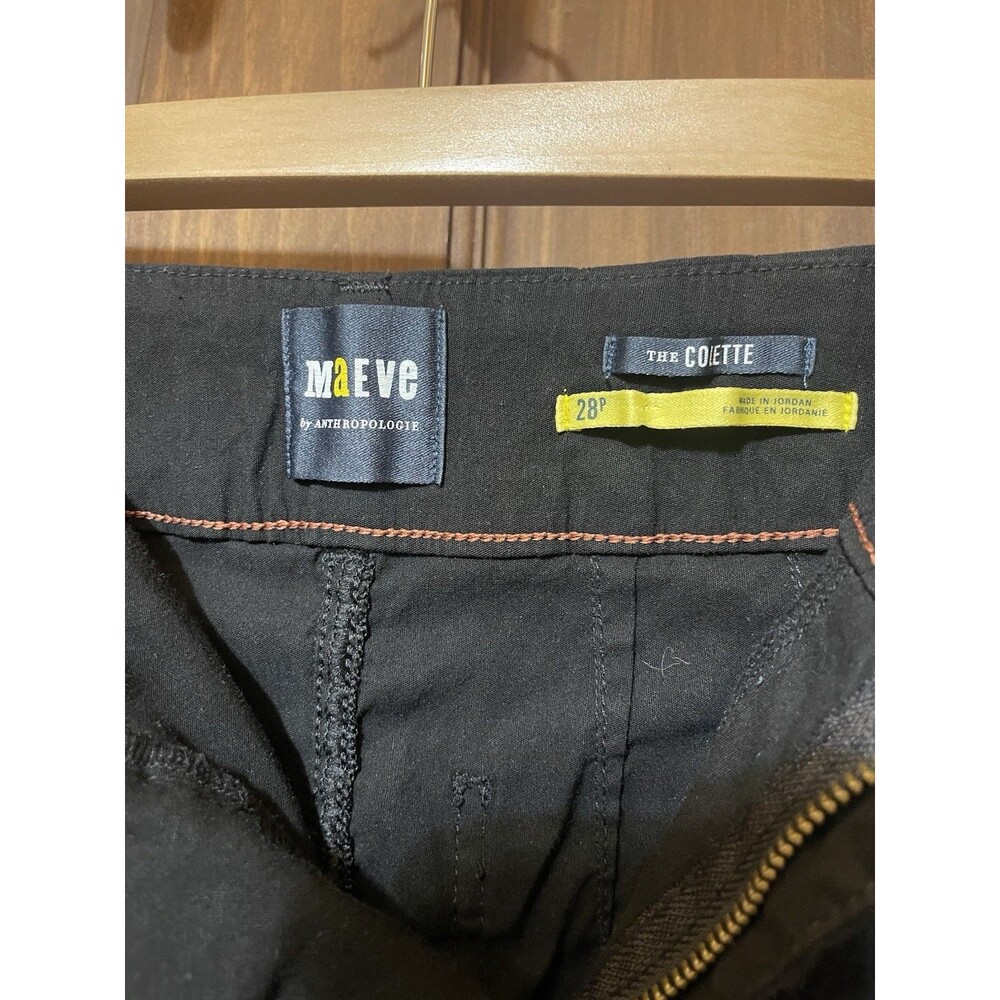 Maeve by Anthropologie Black “The Colette” Linen blend Crop Pants 24” Inseam 28P - Picture 2 of 4